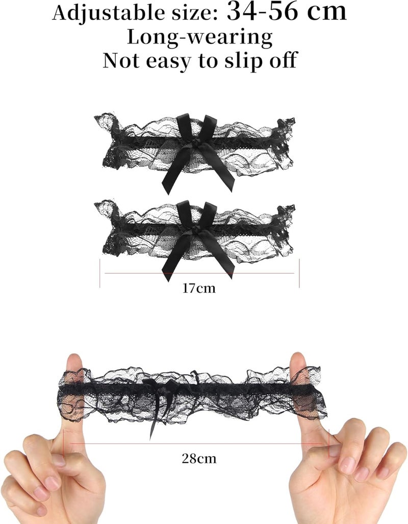 OhYeah! Lace Wedding Garters for Bride Bridal Garter Set Elastic Leg Garters for Thigh with Bow Party Prom Bridal Lingerie - Image 2